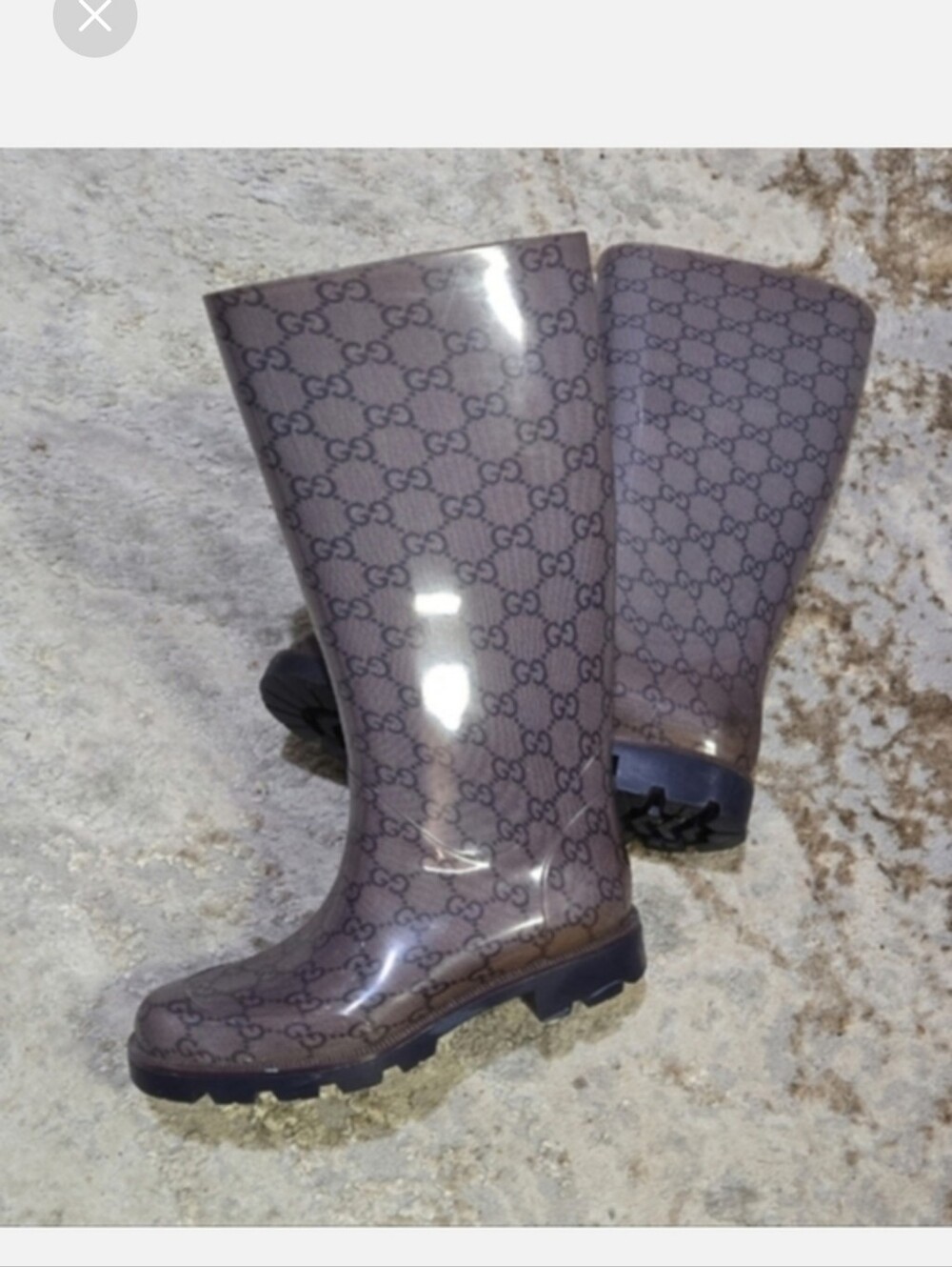 Gucci Women's Gray Rain Boots Size 35